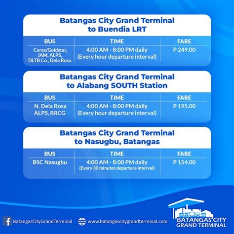 calamba to batangas grand terminal|Dasmariñas Terminal Schedule .